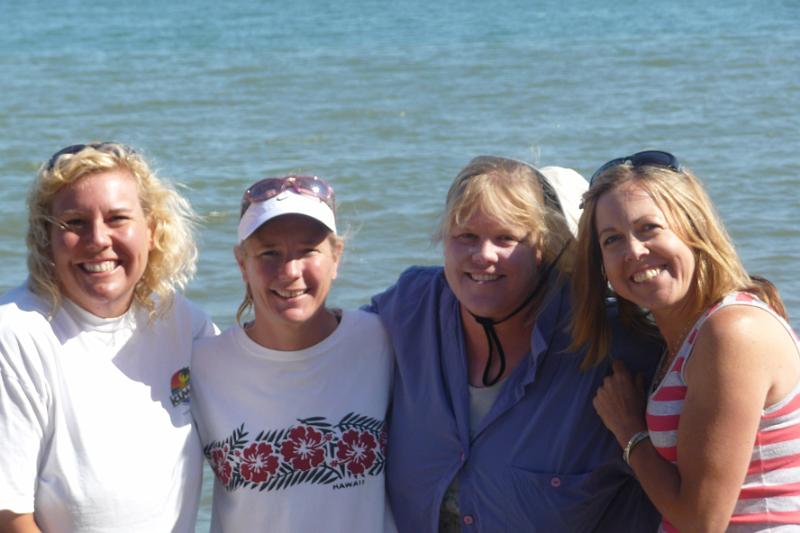 p1070491.jpg - Mary at the beach with her pals Leslie, Theresa and Lorria