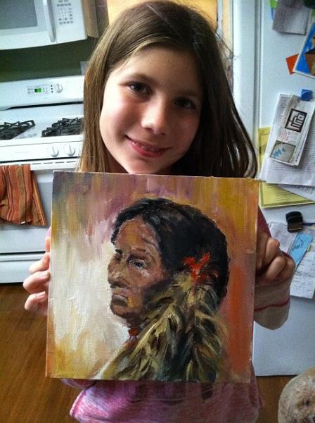 img_2831.jpg - Kayla's latest masterpiece: Native American oil painting