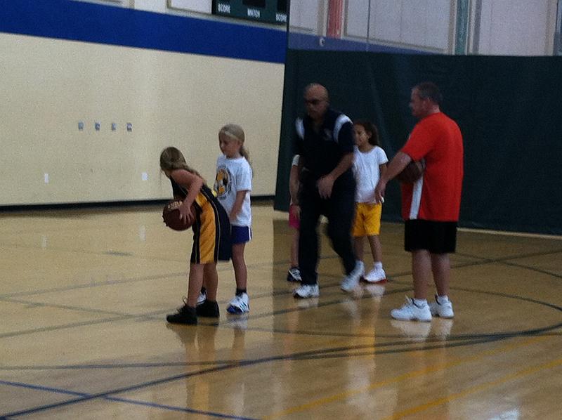 img_3445.jpg - First basketball practice - learning the basics