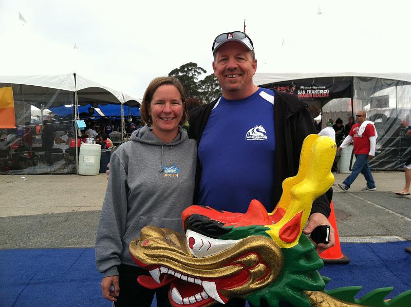 img_1900.jpg - Mary and Lee getting ready for SF Dragon Boat races